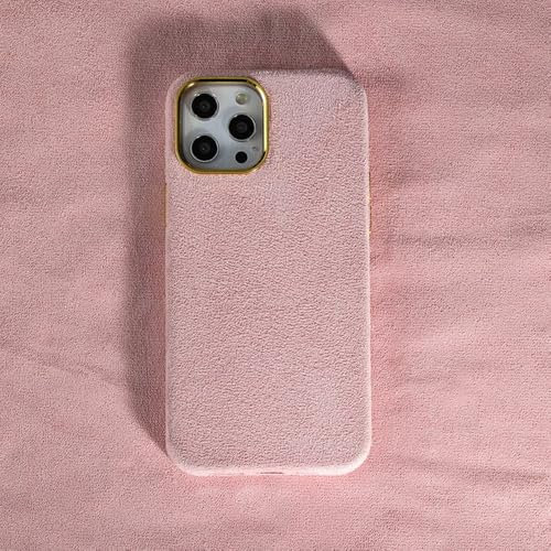 FORLUZ per iPhone 13 12 11 Pro Max Mini Custodie Placcatura Fotocamera Morbido Peloso Caldo Peluche Peloso Antiurto Cover, Rosa, Per iPhone 11