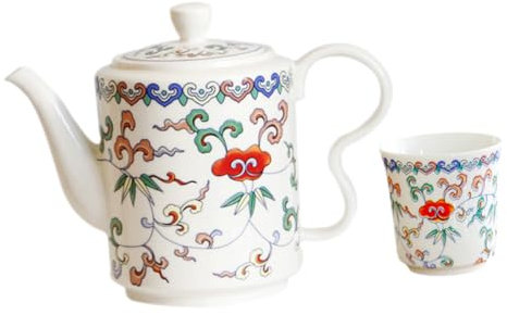 Cabilock Té Vintage Taza Cerámica Tetera y Juego De Tazas Kit De Té Para Adultos y Mujeres