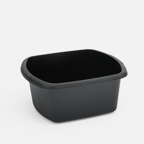 Washing Up Bowl for Sink | Black Small Rectangular Plastic Sink Bowls (7 Liter Capacity) | Wash Up Basin Bowl for Kitchen Sinks