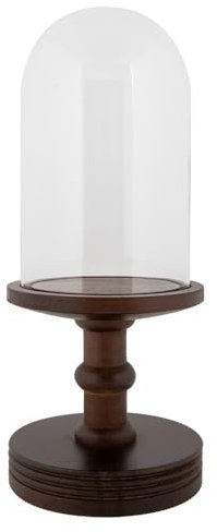 Clayre & Eef Glasglocke Ø 17x40 cm Braun Holz Glas