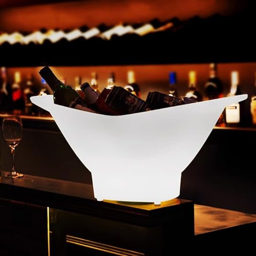 Seau À Glace À LED, Plateau De Service Seau À Glace Lumineux, Seaux À Glace pour Fêtes, Télécommande Colorée Peut Être Fixée, pour Fête/Maison/Bar, Champagne Rétro Vin Boisson Bière Boisson