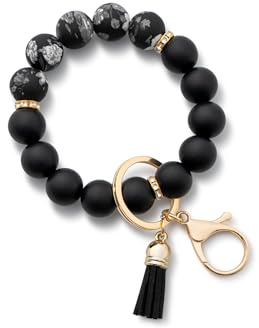 AOKSUNOVA Schlüsselanhänger Armband Perlen Schlüsselarmband | Schlüsselband Perlen aus weichem Silikon, geeignet für Autoschlüsselanhänger und den täglichen Gebrauch