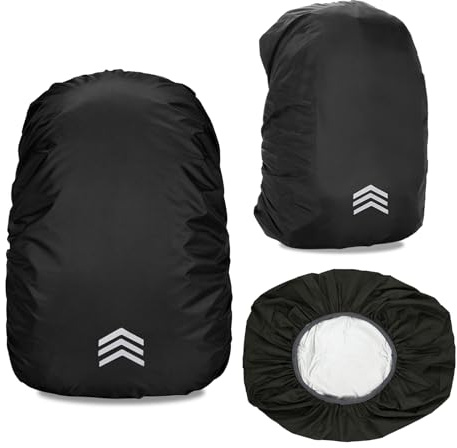 Guerity 2 Pack Waterproof Backpack Rain Cover(30-40 L), Rain Cover for Backpack Rucksack Rainproof Protector for Outdoor,Cycling, Camping Dust-proof Reflective Adjustable (Black, 30-40 L)
