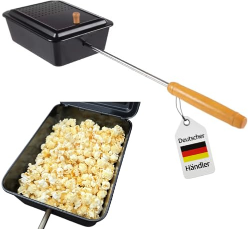 Popcorn Maker Campfire Grill with Long Grill Non-Stick Camping Outdoor Fire Pan Outdoor Long Handle Fire Bowl Extra Large 4L Cooker Fire Bowl Fire Popcorn Maker Grill