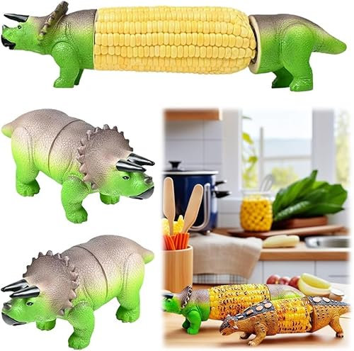 Sweetcorn Holders | Dinosaur Corns Holders for Kids and Adults, Unique Dinosaur Stainless Steel Corn On The Cob Skewers for BBQs, Parties, Family Meals, Reusable and Easy to Clean