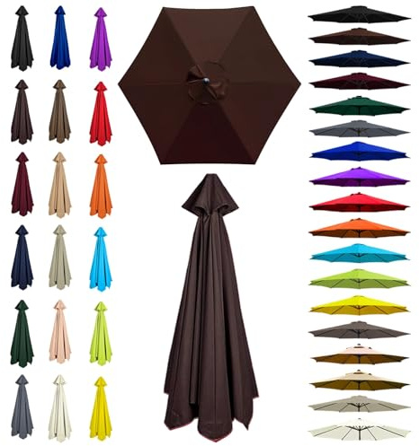 Toile de rechange pour parasol de jardin à 6 baleines de 2 à 3,5 m, parfaite pour les terrasses de marché et les cours
