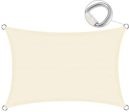 Rechteckiges Sonnensegel, 5,0 m x 6,0 m, UV-geschütztes HDPE-Vordach, atmungsaktiv, Outdoor-Markise für Hinterhof, Rasen, Terrasse und Aktivitäten, Beige 6,0 m x 10 m