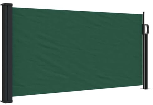 Nqyjm Protección de privacidad, toldo lateral, extensible, verde oscuro, 100 x 500 cm, toldo lateral opaco para balcón, terraza, jardín