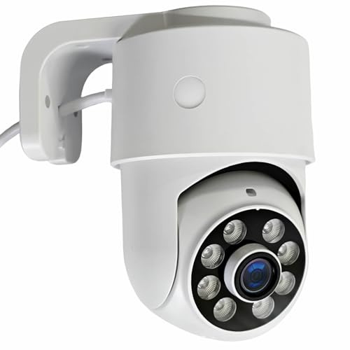 JUSTOP 5MP 3K Full Colour PTZ AOC CCTV Security Camera, 3.6mm Lens Wide-Angle, Outdoor Waterproof, Built-in Microphone, Two-Way Audio, BNC Wired, AHD/TVI/CVI/CVBS (White)