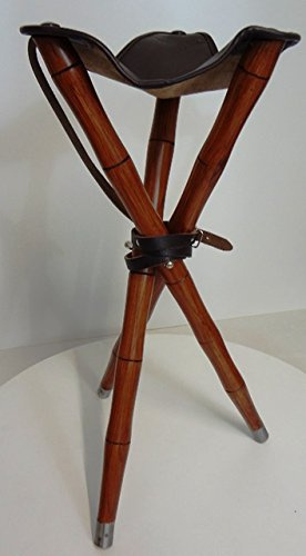 Waidlife Luxus Dreibein, Ansitzstuhl, Jagdstuhl, Angelstuhl, hochwertiges Leder, Robustes Holz