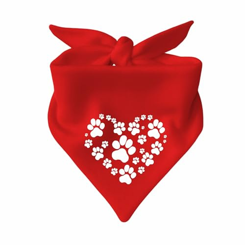Hunde Dreiecks Halstuch (Fb: rot) (Gr. 1 (55 cm)) Herz aus Pfoten