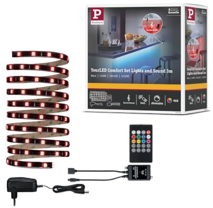Paulmann 70956 LED Stripe YourLED Lights and Sound Comfort Set incl. 1x17,8 Watt dimmbar Lichtband Schwarz Lichtstreifen Kunststoff LED Band
