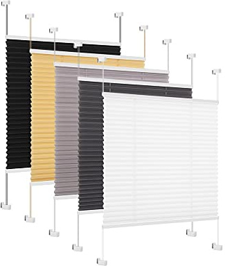 Eurohome Plissee Weiß 100x130cm klemmfix ohne Bohren Easyfix für Fenster und Türen
