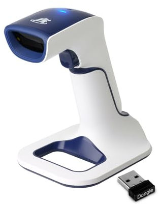 ScanAvenger Scanner portatile wireless Bluetooth pistola di scansione 1D per la gestione dell'inventario, senza fili, lettore di codici a barre (1D con stand di nuova generazione)