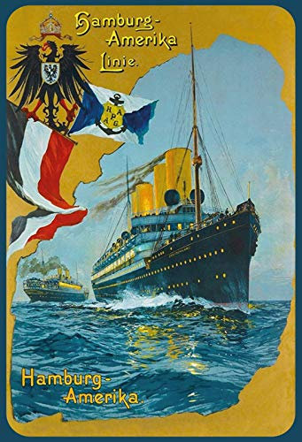 Schatzmix Schiff Hamburg Amerika Linie Metallschild 20x30 Deko tin Sign Blechschild, Blech, Mehrfarbig, 20x30 cm