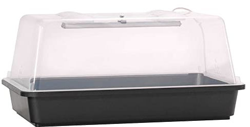 Romberg Lumio M LED | sehr stabiles Gewächshaus mit Belüftung und LED Pflanzenbeleuchtung | 38 x 24 x 19 cm | Anthrazit