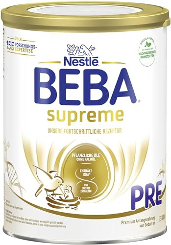 BEBA SUPREME PRE Anfangsmilch von Geburt an, Babynahrung mit DHA, nur Laktose, ohne Palmöl, 1er Pack (1 x 800g)