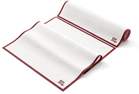 ROLL DRAP – Rollo de 10 Paños Multiusos | 100% Algodón | Reutilizables | 40 x 64 cm | Blanco con cenefa burdeos | Formato Rollo, en Unidades Precortadas