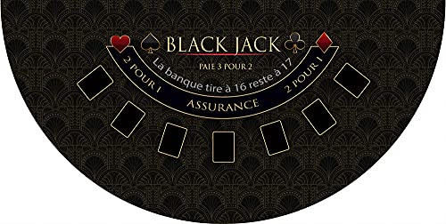 Black Jack VIP casino matta, kortlekmatta - svart - 140 x 70 cm - fransk tillverkning