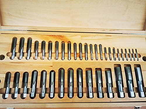 BAER SATZ HSS: Handgewindebohrer | Schneideisen | Betätigungswerkzeuge: M 5 - M 30 - Hochwertiger Gewindeschneidsatz im Holzkasten | Top Gewindeschneider - Modernes Design