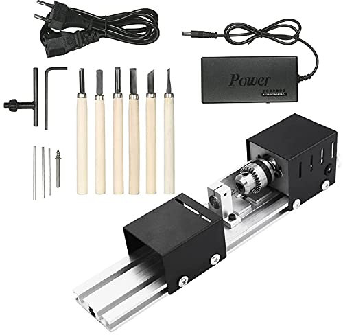 100W Mini Tornio Per Legno, Mini Tornio Da Banco, Mini Tornio A Velocità Variabile, DIY Lavorazione Del Legno Perla Tornio, Tornio Parallelo 4500-9000RPM Per Smerigliatura Fresatura Lucidatura
