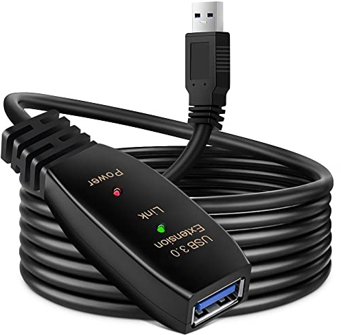 USB Extension Cable, USB 3.0 Active Repeater USB Male to Female Lead With Signal Amplification Active Cord for Printers, Keyboards,Game Console,Loudspeaker,Wifi Antenna,Scanner,Headsets (15m)