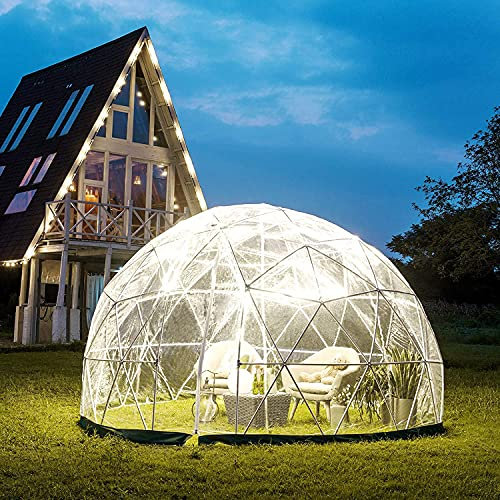 SONLED Bubble Tent Dome House Campingzelt, 12FT Garten Outdoor Clear Dome Shelter Geodätische Kuppel 5-7 Personen mit PVC-Abdeckung, für Sunbubble, Hinterhof, Outdoor Winter, Party