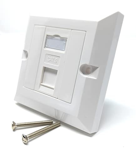 DRUT Cat6 RJ45 Face Plate Wall Socket Box, Single Port White