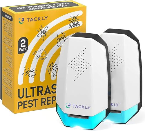 TACKLY - Repelente Mosquitos Ultrasonico para Plagas | Pack x2 | Ultrasonido para Mosquitos Moscas Cucarachas Ratas Hormigas Arañas | Anti Mosquitos Electrico - Enchufe ahuyentador Interior/Exterior