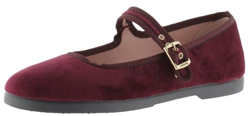 victoria Bailarinas Gong Fu Terciopelo & Ribete Al Tono & Hebilla 1080111 para Mujer Burdeos 39