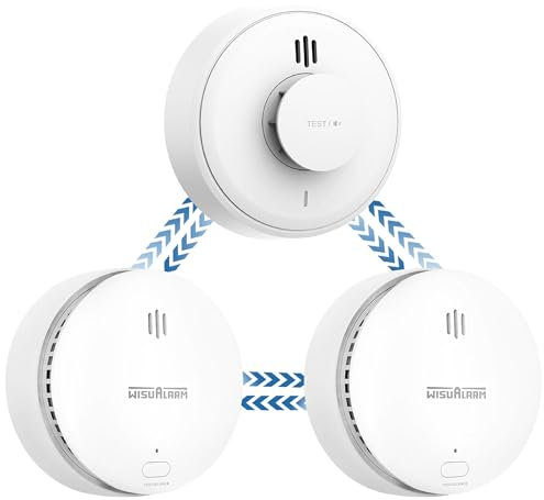 Smoke Alarm, Interlinked Smoke and Heat Alarm Scotland Bundle, Pre-linked,10-Year Battery Life,Compliant with Scotland & England Law (2 Smoke + 1 Heat)