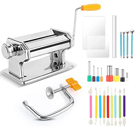 Tuabyem Polymer Clay Roller Machine Set Stainless Steel Polymer Clay Extruder Manual for Clay Pottery