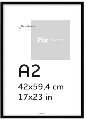 Pix FRAMES Bilderrahmen A2 - Holz Fotorahmen 42x60 cm - Holzbilderrahmen mit Scheiben aus Plexiglas - Bilderrahmen Holz zum Aufhängen - Wooden Picture Frame - Photo Frame zum Aufstellen
