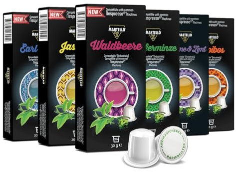PROBIERSET 4 Teekapseln – Kompatibel mit Nespresso® Maschinen – 110 Stück (11 x 10) | 100% industriell kompostierbar & aluminiumfrei | Frischer, aromatischer Tee aus hochwertigen Blättern