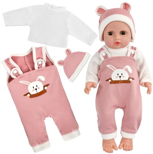 Kleidung Outfits für Baby Puppen, Puppenkleidung für Babypuppen, Kleidung Bekleidung Outfits für Baby Puppen, Puppenzubehör mit Hut Langarm Hose für 35-45 cm New Born Baby Puppen