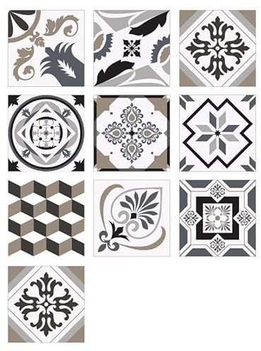 Fliesenaufkleber Beige Braune Blüten Selbstklebende Klebefliesen, Wandfliesen Aufkleber,Wasserdicht Fliesensticker Fur Kuche Badezimmer Dekorative Stickerfliesen,Wohnzimmer Dekoration10X10Cm