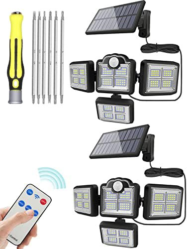 CTDZLED 2Pack Solar Lights Outdoor, Motion Sensor Security Lights, Separate Solar Panel, 4 Adjustable Head, 396 LED 300° Wide Angle, Waterproof Wall Lights for Porch Yard Garage Pathway