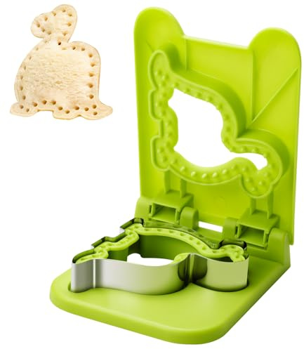 Brotaustechformen Kinder, 2-in-1 Sandwich Ausstecher Kinder, Sandwich Versiegelung, 2025 Neu Ausstechformen Brotdose, Brot Ausstecher für Kinder Handschutz, Ausstecher Brot Und Gemüse Kinder (Grün)