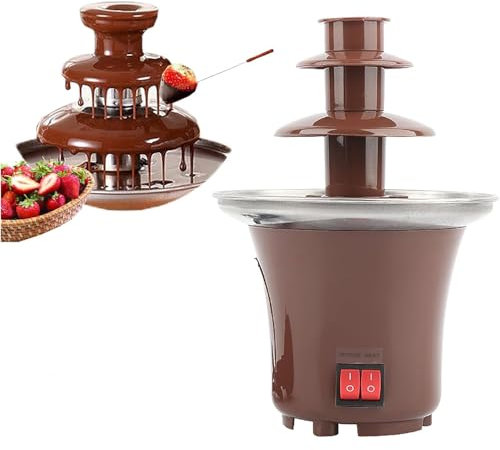 LIULIQ Mini Chocolate Waterfall Machine, Household 3-Layer Chocolate Fountain Machine with 1-button Heating and 1-button Start Function Easy To Operate, for Cafeteria & Wedding Celebrations