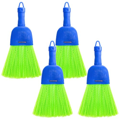SOUJOY 4 Pack Hand Broom, Poly Fiber Small Whisk Broom for Car, Handheld Brush with Hang Hole Indoor Porches Floors Decks Driveways, Table, Keyboard and Pet Nest