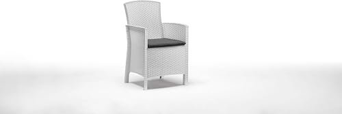 Tomaino - Gartensessel aus Kunststoff in Rattan-Optik mit Kissen - Stuhl für den Außenbereich Raya, 60 x 59 x 90 cm (6, Weiß)