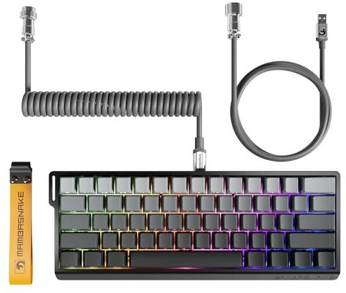MAMBASNAKE X60 HE Clavier Gamer sans Fil Rapid Trigger, Précision RT 0,01mm, 8000Hz, Clavier RGB 60%, Interrupteur Magnétique, Câble Spiralé, Actionnement Réglable, Snap Tap, Éclairage RGB, PC/Mac