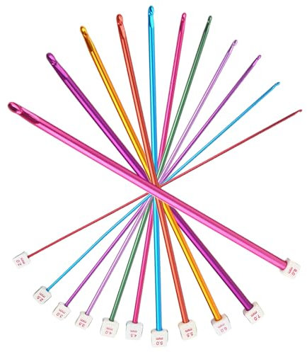 11 PCS Tunisian Crochet Hook Set Multi Sized Metal Tunisian Chain Stitch Work Suitable for Blankets Weave Knitting for Beginners Adults