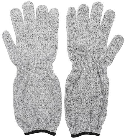 Angoily Guanti Antitaglio e Manicotti Protettivi Per Le Braccia a 5 Livelli, Manica Lunga Traspirante, Resistenti All'usura Per Protezione Sicurezza in Cucina e Lavori Manuali,