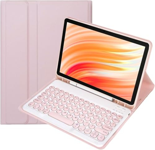 HLTOOP Keyboard Case for Amazon Fire HD 10 and 10 Plus Tablet (13th/11th Generation, 2023/2021 Release) - Magnetic Detachable Keyboard with Pen Holder,Pink