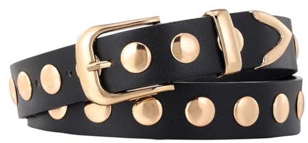 Eigso Frauen Punk Ledergürtel 90S Gothic Nieten Taille Gürtel für Damen Mann