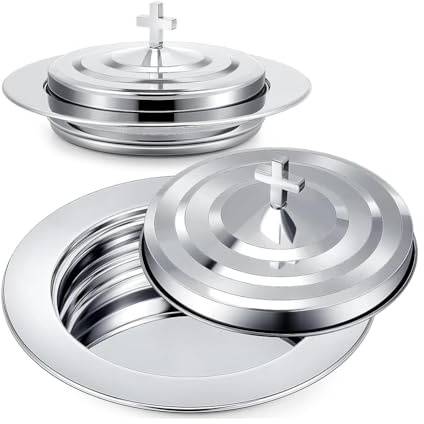 Agmoctz Holy Communion Tray withCover Bread Tray Plates forChurches Polished Church Supplies Ware Sets Plate Church Supplies Set