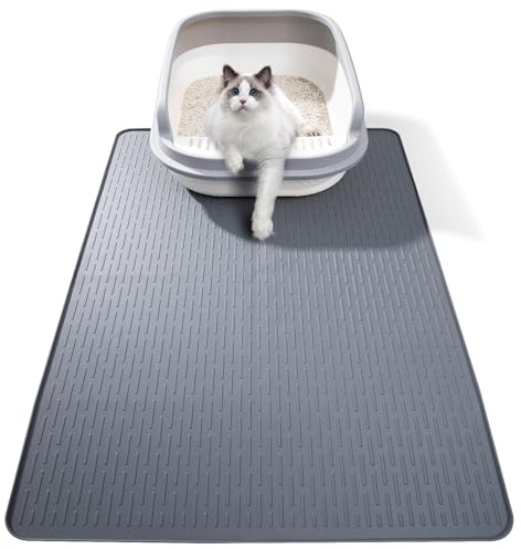 Silikon Katzenstreu Matte 86 x 56 cm, Wasserdicht, rutschfest, Grau