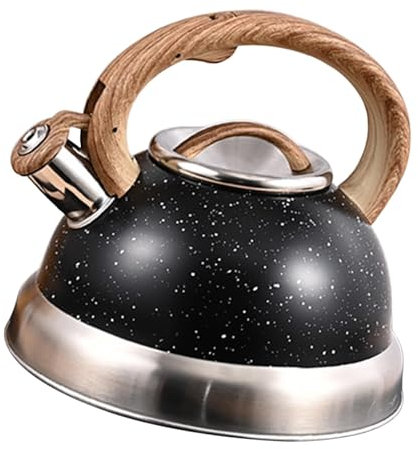 Pitycbo Bouilloire Sifflante en Acier Inoxydable Compatible avec de Nombreuses Cuisinières, Idéale pour La Randonnée, Le Barbecue, Les Pique-niques en Plein A, Noir