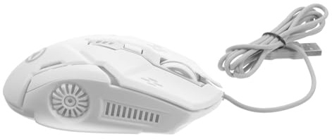 DIYEAH Mouse Gaming USB Silenzioso Cavo, 6 Tasti, 3200 Dpi | Retroilluminazione Led, 1, 42m di Cavo, Plastica Bianca, Stile Elegante